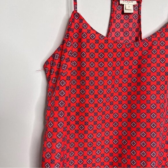 J Crew Factory Womens Size 2 Red Printed Racerback Lightweight Tank Top Casual - Picture 4 of 10